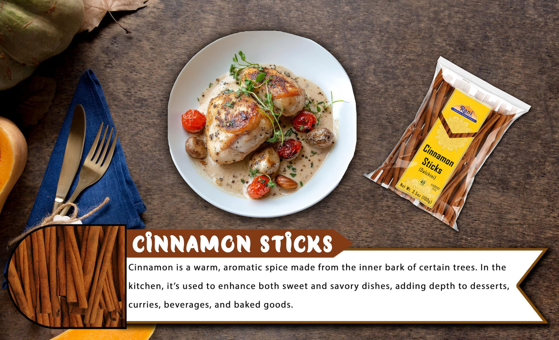 Rani Cinnamon Sticks 3.5oz (100g) - 18-22 Sticks - Strong Aroma, Perfect for Baking, Cooking & Beverages | 3+ Inches Length - Cassia Saigon Cinnamon from Vietnam | Kosher