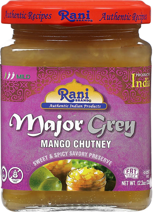 Rani Major Grey Mango Chutney (Indian Preserve) 12.3oz (350g) Glass Jar, Pack of 2, Ready to eat, Vegan ~ Gluten Free, All Natural, NON-GMO, Kosher