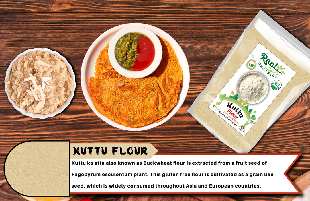 Rani Organic Kuttu (Buckwheat) Flour 16oz (1lb) 454g ~ All Natural | Gluten Friendly | NON-GMO | Kosher | Vegan | Indian Origin | USDA Organic Certified