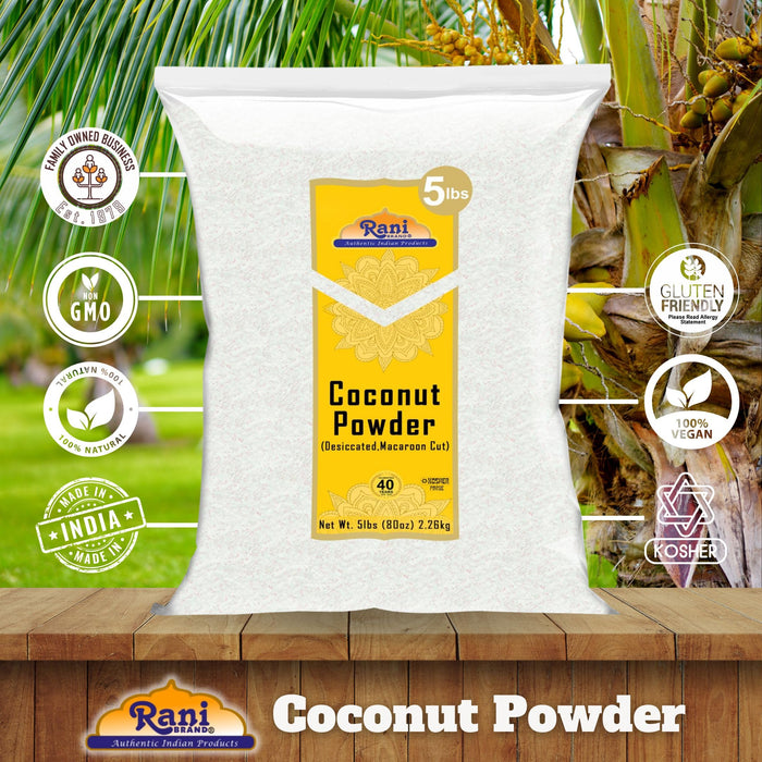 Rani Coconut Fine Powder (Desiccated, Macaroon Cut) 80oz (5lbs) 2.27kg Bulk Raw (Uncooked, Unsweetened) ~ All Natural | Vegan | Gluten Friendly | Kosher