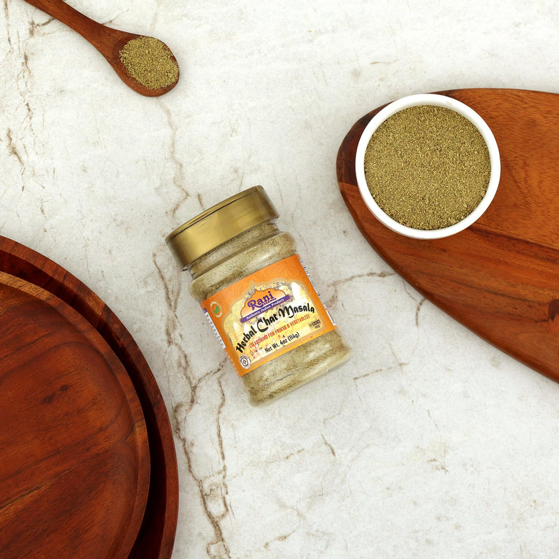 Rani Herbal Chat Masala (Seasoning for Fruits & Vegetable) Tangy Indian Seasoning 4oz (113g) PET Jar ~ All Natural | No MSG | Vegan | No Colors | Gluten Friendly | NON-GMO | Kosher | Indian Origin