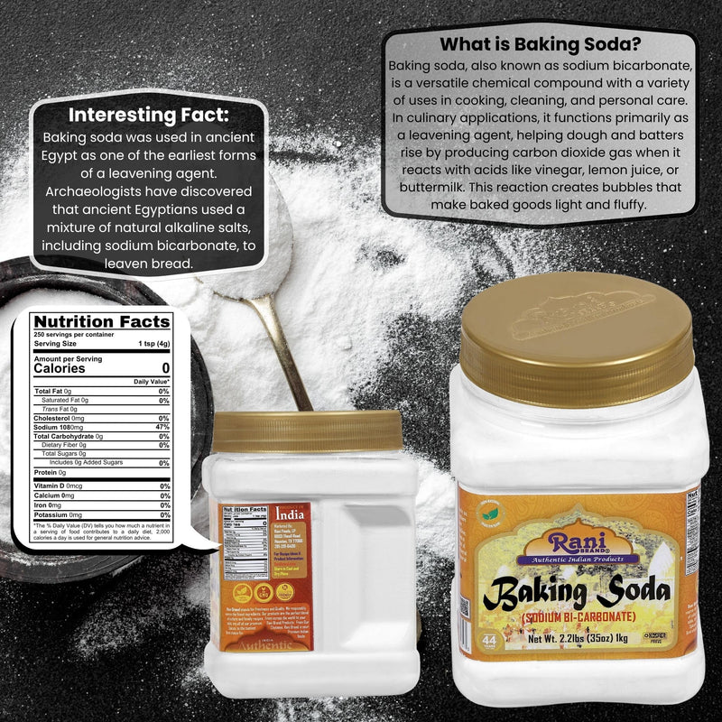 Rani Baking Soda (SODIUM BI-CARBONATE) 35oz (2.2lbs) 1kg PET Jar ~ Used for cooking, NON-GMO | Kosher | Indian Origin | Gluten Friendly