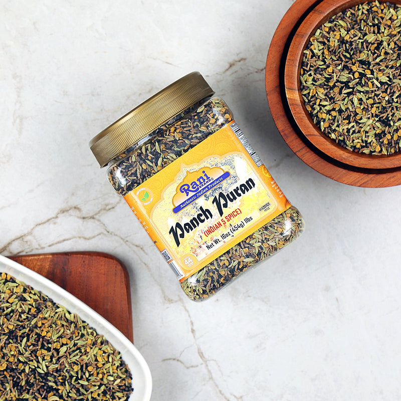 Rani Panch Puran (5 Spice) 16oz (1lb) 454g PET Jar ~ All Natural | Vegan | Gluten Friendly | NON-GMO | Kosher |  Indian Origin (Equal Blend of Fenugreek, Mustard, Kalonji/Nigella, Fennel and Cumin)