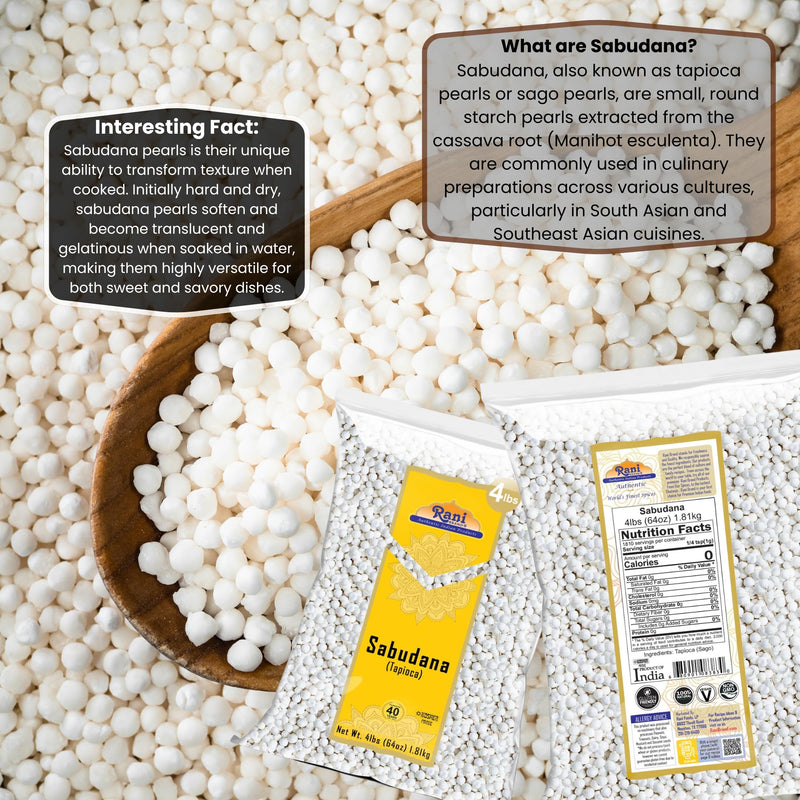 Rani Sabudana (Tapioca / Sago) Pearls, 64oz (4lbs) 1.81kg Bulk ~ All Natural | Vegan | No Colors | NON-GMO | Kosher | Indian Origin