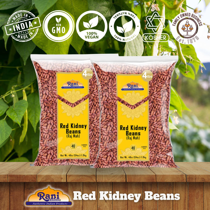 Rani Red Kidney Beans, Light 64oz (4lbs) 1.81kg ~ Pack of 2 ~ 128oz (8lbs) 3.63kg Total ~ All Natural | Vegan | Gluten Friendly | NON-GMO | Kosher | Raj Mah