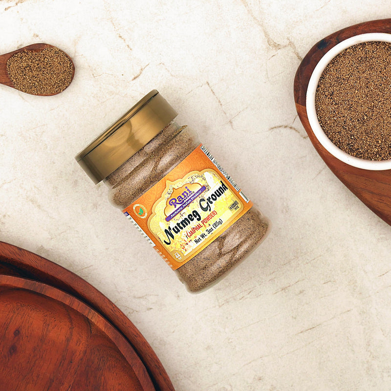 Rani Nutmeg (Jaiphul) Ground Powder Spice 3oz (85g) PET Jar ~ Perfect for Baking, Cooking, Smothies, Lattes & Dessert, All Natural | Vegan | Gluten Friendly | NON-GMO | Kosher | Indian Origin