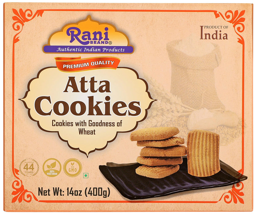 Rani Atta Cookies (Cookies with the Goodness of Wheat) 14oz (400g) Pack of 3+1 FREE, Premium Quality Indian Cookies ~ Vegan | Non-GMO | Indian Origin