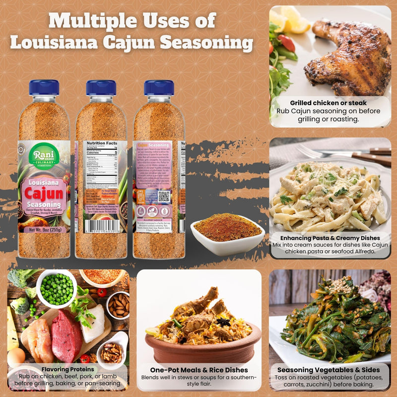 Rani Louisiana Cajun Seasoning (Special Blend for Soup or Gravies) 9oz (255g) PET Jar ~ All Natural | Gluten Friendly | NON-GMO | Kosher | Vegan | Product of USA