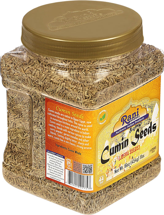 Rani Cumin Seeds Whole (Jeera) Spice 16oz (454g) 1lb PET Jar ~ All Natural | Gluten Friendly | NON-GMO | Vegan | Kosher | Indian Origin