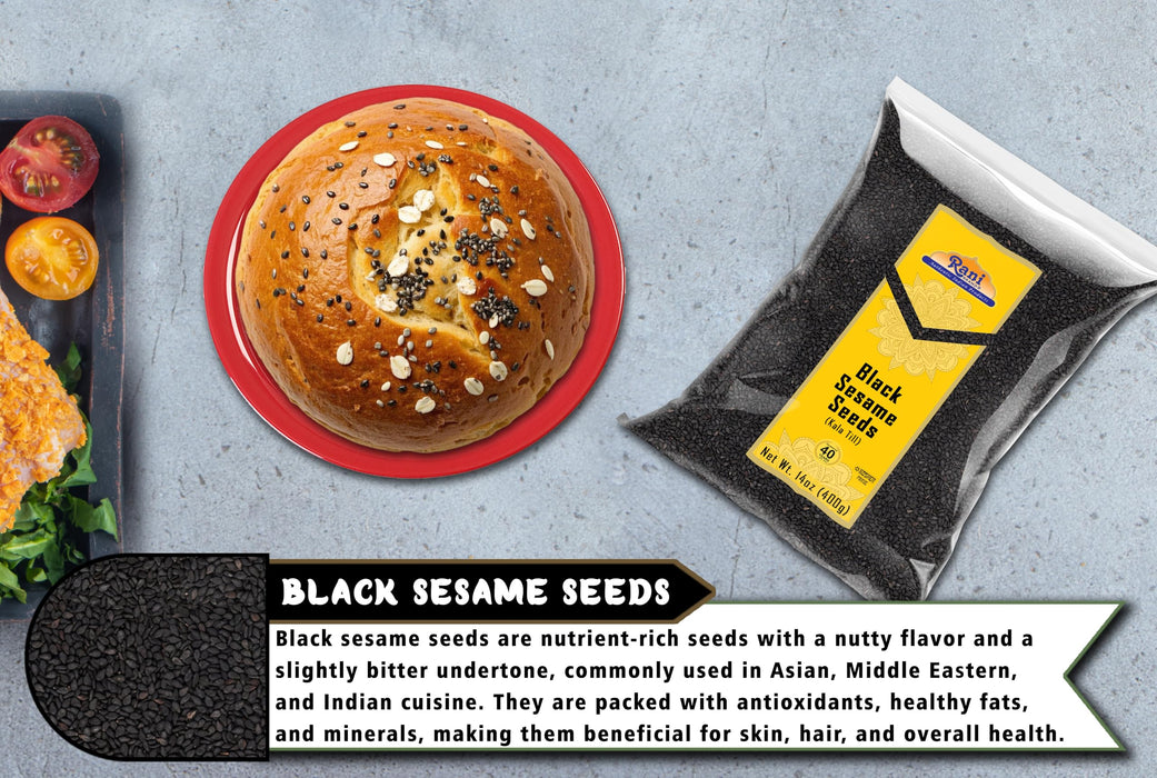 Rani Sesame Seeds Whole Black, Raw (Kala Till) 14oz (400g) ~ All Natural | Gluten Friendly | NON-GMO | Kosher | Vegan | Indian Origin