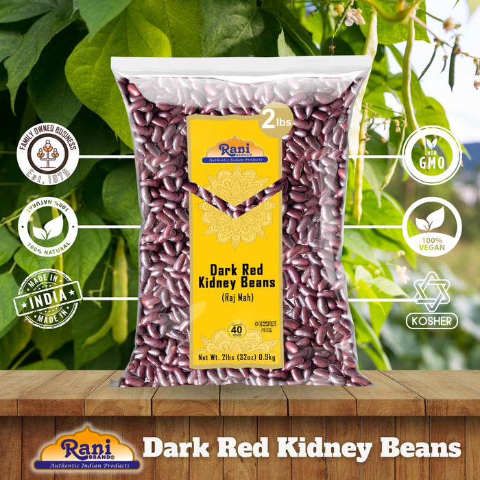 Rani Red Kidney Beans, Dark 32oz (2lbs) 908g ~ All Natural | Vegan | Gluten Friendly | NON-GMO | Kosher | Raj Mah