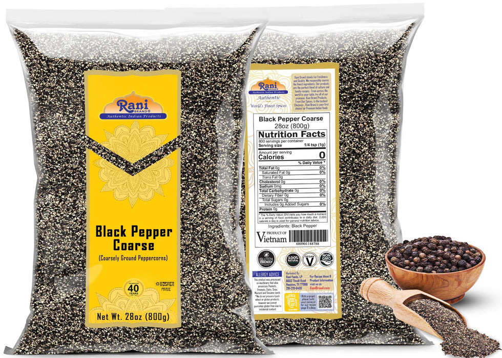 Rani Black Pepper Coarse Ground 28 Mesh (Table Grind), 28oz (1.75lbs) 800g ~ All Natural | Vegan | Gluten Friendly | NON-GMO