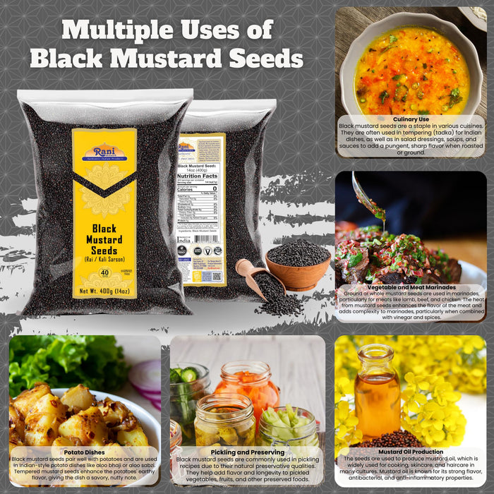 Rani Black Mustard Seeds Whole {10 Sizes Available}