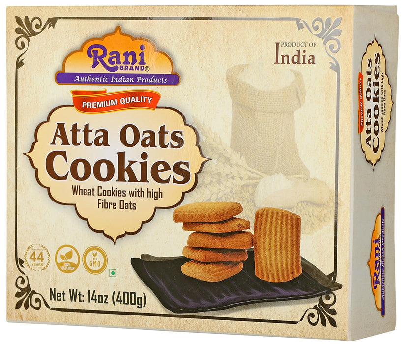 Rani Atta Oats Cookies (Wheat Cookies with High Fibre Oats) 14oz (400g) Premium Quality Indian Cookies ~ All Natural | Vegan | Non-GMO | Indian Origin
