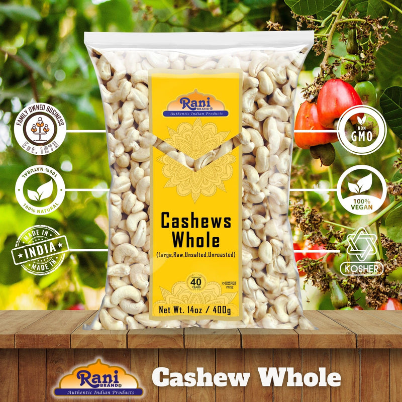 Rani Raw Cashews Whole (uncooked, unsalted) 14oz (400g) ~ All Natural, No Preservatives | Vegan | NON-GMO | Kosher | Gluten Friendly