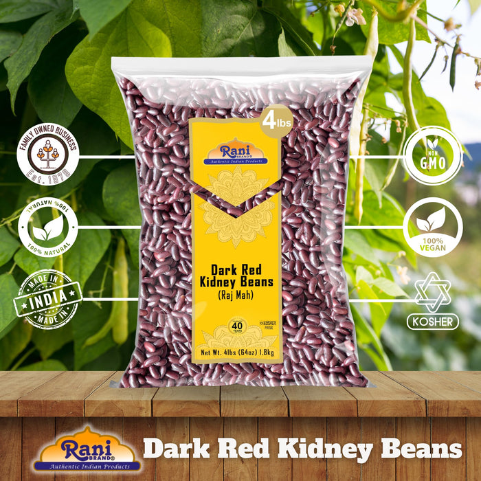 Rani Red Kidney Beans, Dark 64oz (4lbs) 1.81kg Bulk ~ All Natural | Vegan | Gluten Friendly | NON-GMO | Kosher | Raj Mah