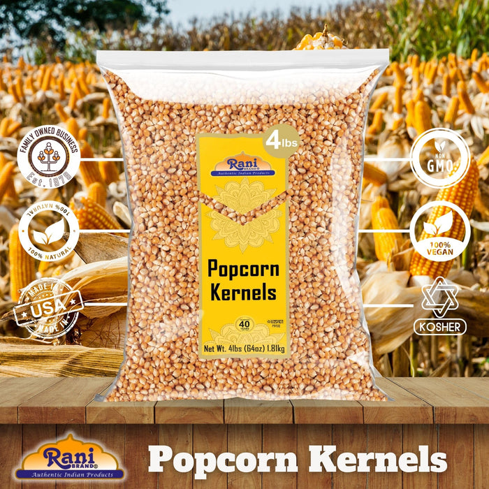 Rani Popcorn Kernels 64oz (4lbs) 1.81kg Bulk, Perfect for Stovetop, Microwave & Popcorn Machines ~ All Natural | Gluten Friendly | Vegan | NON-GMO | Kosher | Product of USA