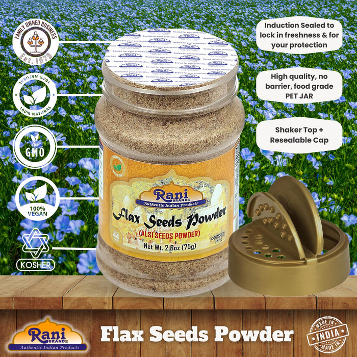 Rani Flax Seeds Powder (Alsi, Linum usitatissimum) 2.6oz (75g) PET Jar | All Natural ~ Gluten Free Ingredients | Non-GMO | Kosher | Vegan | Indian Origin