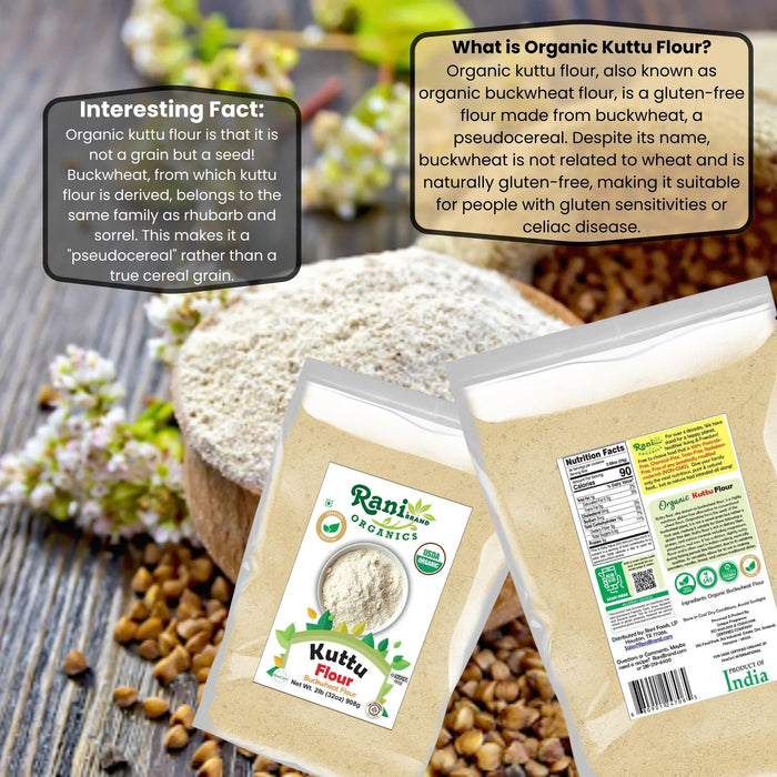 Rani Organic Kuttu (Buckwheat) Flour 32oz (2lbs) 908g Bulk ~ All Natural | Gluten Friendly | NON-GMO | Kosher | Vegan | Indian Origin | USDA Organic Certified