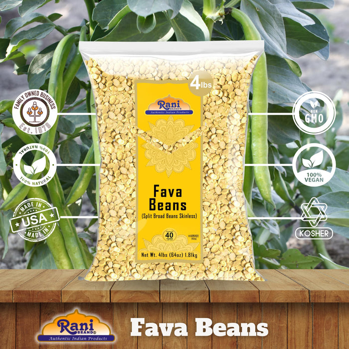 Rani Fava Beans (Split Broad Beans Skinless) 64oz (4lbs) 1.81kg Bulk ~ All Natural | Gluten Friendly | Non-GMO | Kosher | Vegan | Product of USA