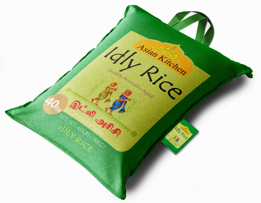 Asian Kitchen Idly (Idli) Rice 40-Pound Bag, 40lbs (18.14kg) Short Grain Rice ~ All Natural | Vegan | Indian Origin | Export Quality