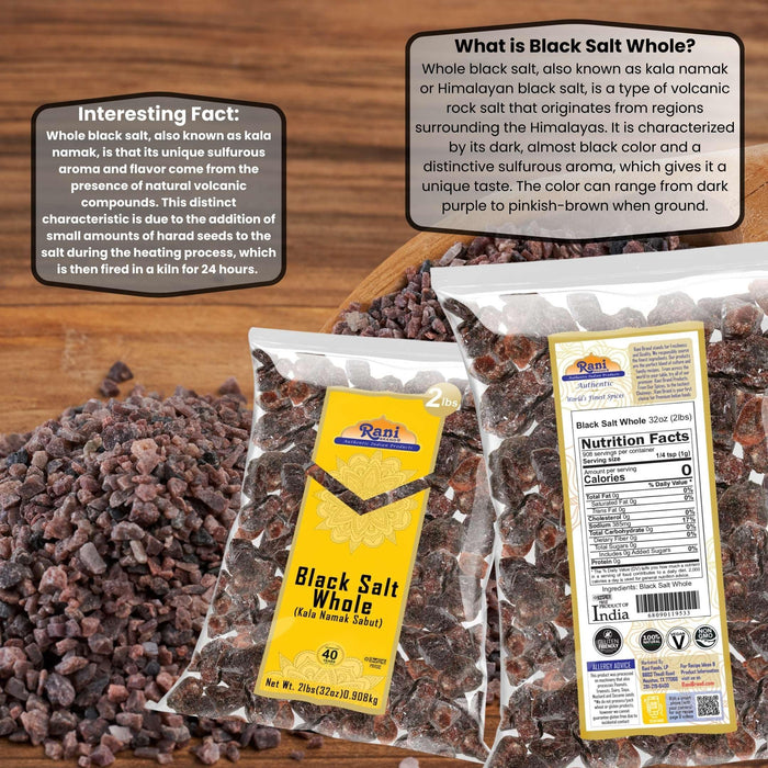 Rani Black Salt Raw Whole (Kala Namak) Mineral 32oz (2lbs) 908g ~ Unrefined, Pure and Natural | Vegan | Gluten Friendly | NON-GMO | Kosher | Indian Origin | Perfect for Tofu Scramble