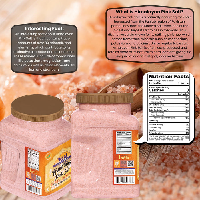 Rani Himalayan Pink Salt Powder (84 Essential Trace Minerals) 64oz (4lbs) 1.81kg PET Jar ~ All Natural | Vegan | Gluten Friendly | NON-GMO | Kosher | Indian Origin