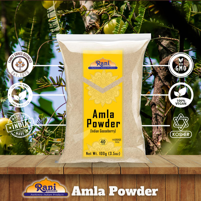 Rani Amla (Indian Gooseberry) Powder 3.5oz (100g) ~ All Natural | Gluten Friendly | Vegan | NON-GMO | Kosher | No Salt or fillers | Indian Origin