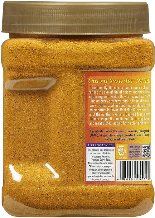 Rani Curry Powder Mild (10-Spice Authentic Indian Blend) 16oz (1lb) 454g PET Jar, Pack of 6 ~ All Natural | Salt-Free | NO Chili or Peppers | Vegan | Gluten Friendly | NON-GMO | Kosher | Indian Origin