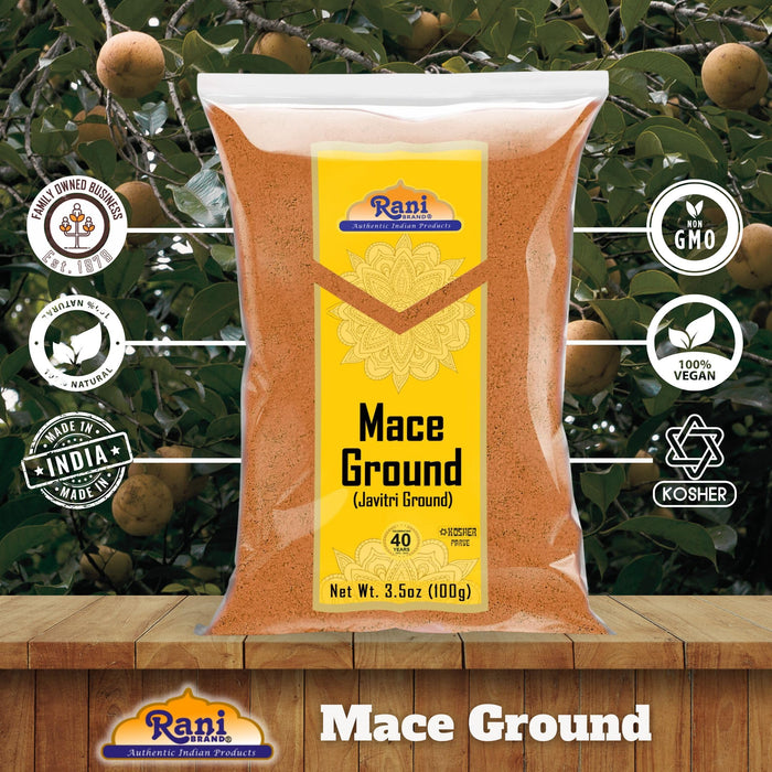 Rani Mace Ground (Javathri) Powder, Spice 3.5oz (100g) ~ All Natural | Vegan | Gluten Friendly | NON-GMO | Kosher | Indian Origin