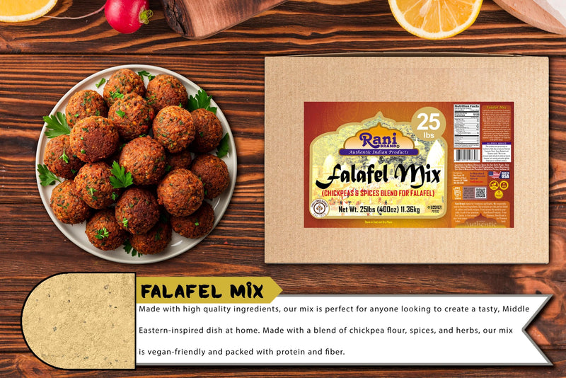Rani Falafel Mix (Chickpeas & Spices Blend for Falafel) 400oz (25lbs) 11.36kg Bulk Box ~ Gluten Friendly | NON-GMO | Kosher | Product of USA