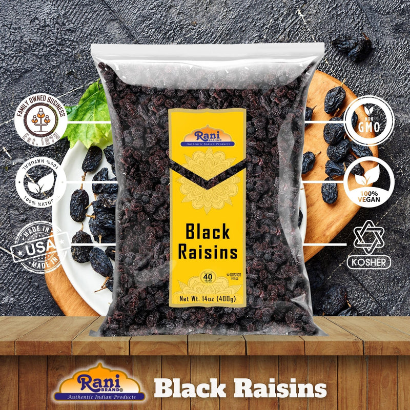 Rani Black Raisins 14oz (400g) ~ All Natural | Gluten Friendly | Non-GMO | Kosher | Vegan | Product of USA
