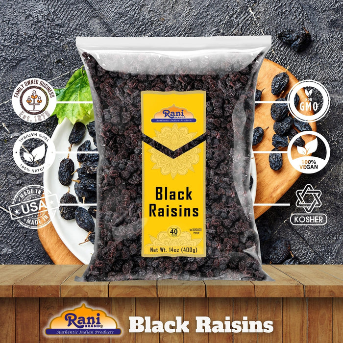 Rani Black Raisins 14oz (400g) ~ All Natural | Gluten Friendly | Non-GMO | Kosher | Vegan | Product of USA