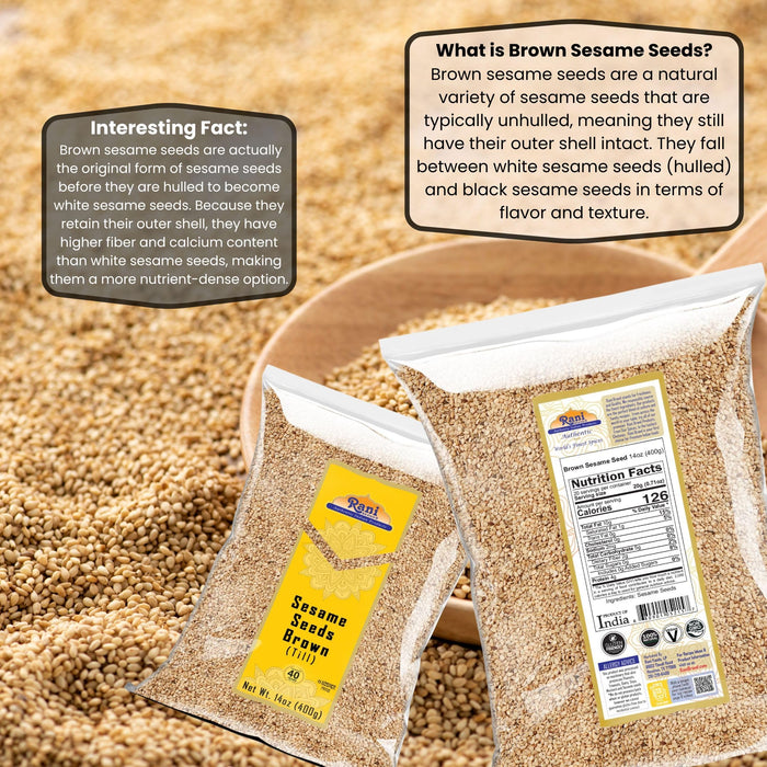 Rani Sesame Seeds Whole Raw (Till) Brown 14oz (400gm) ~ All Natural | Gluten Friendly | NON-GMO | Kosher | Vegan | Indian Origin