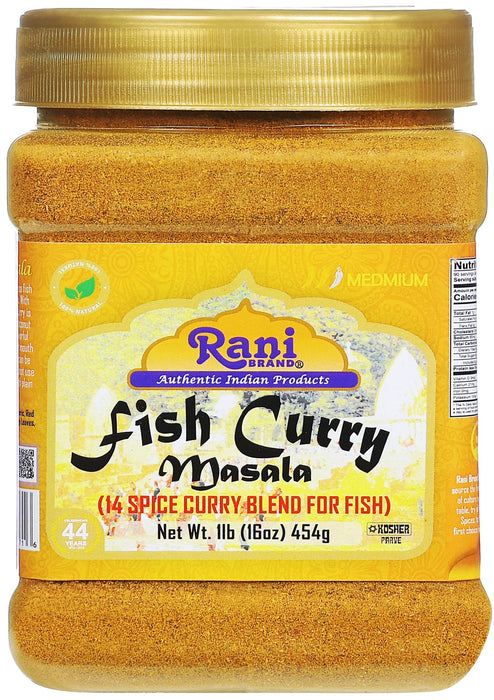 Rani Fish Curry Masala (14-Spice Curry Blend for Fish) 16oz (1lb) 454g PET Jar ~ All Natural | Vegan | Gluten Friendly | NON-GMO | Kosher | Indian Origin