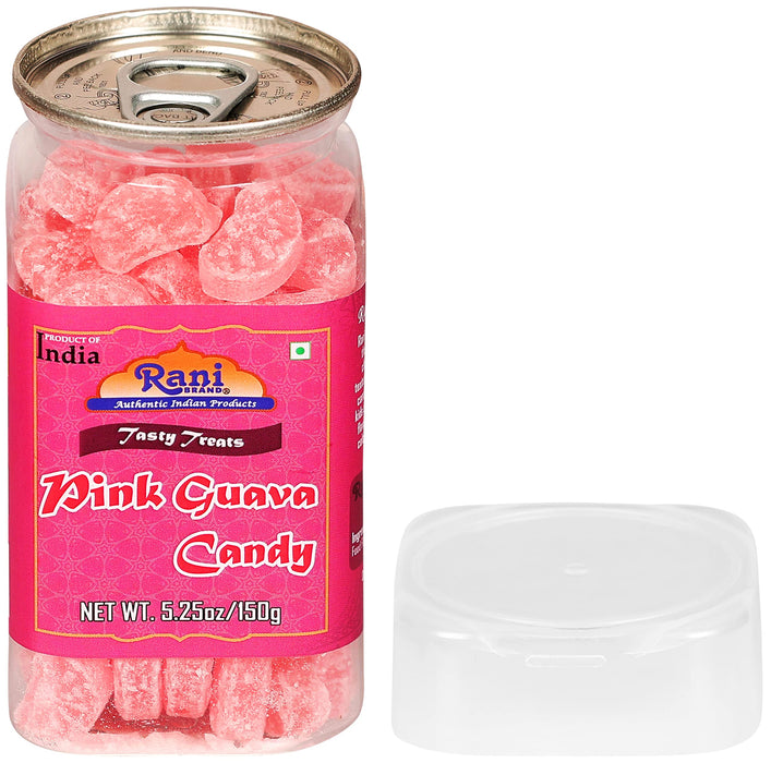 Rani Pink Guava Candy 5.25oz (150g) Vacuum Sealed, Easy Open Top, Resealable Container ~ Indian Tasty Treats | Vegan | Gluten Friendly | NON-GMO | Indian Origin