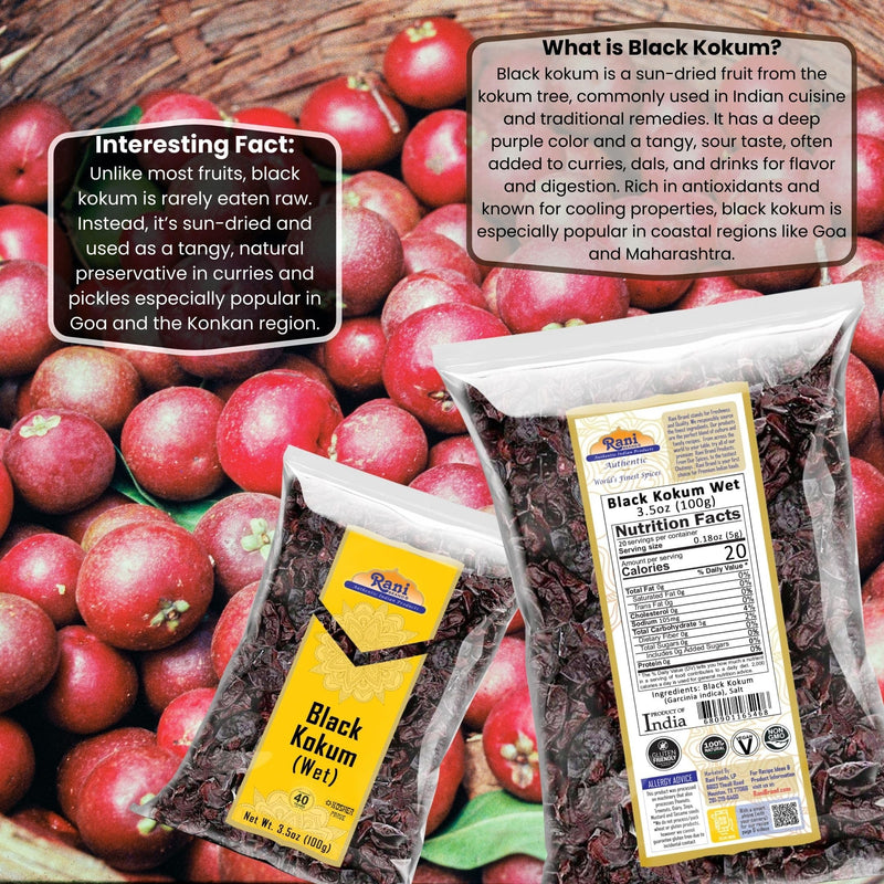 Rani Black Kokum (Wet) Garcinia Indica 3.5oz (100g) ~ All Natural | Gluten Friendly | Vegan | NON-GMO | Kosher | No Salt or fillers | Indian Origin