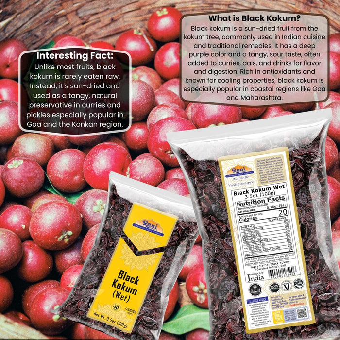 Rani Black Kokum (Wet) Garcinia Indica 3.5oz (100g) ~ All Natural | Gluten Friendly | Vegan | NON-GMO | Kosher | No Salt or fillers | Indian Origin
