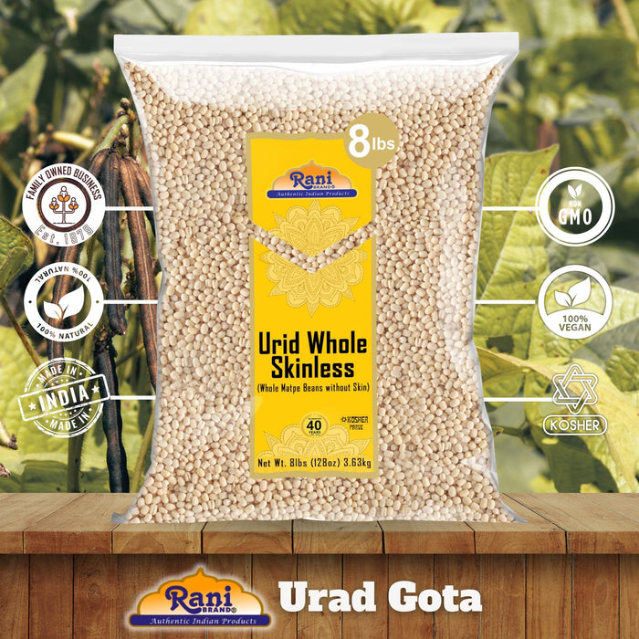 Rani Urid/Urad Gota White (Matpe Beans Skinless) Indian Lentils 128oz (8lbs) 3.63kg Bulk ~ All Natural | Gluten Friendly | NON-GMO | Vegan | Indian Origin