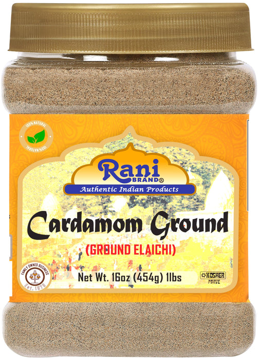 Rani Cardamom (Elachi) Ground, Powder Indian Spice 16oz (1lb) 454g PET Jar ~ All Natural | No Color Added | Gluten Friendly | Vegan | NON-GMO | Kosher | No Salt or Fillers