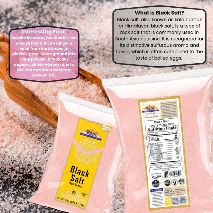 Rani Black Salt Powder (Kala Namak) Mineral 80oz (5lbs) 2.27kg Bulk ~ Unrefined, Pure and Natural | Vegan | Gluten Friendly | NON-GMO | Kosher | Indian Origin