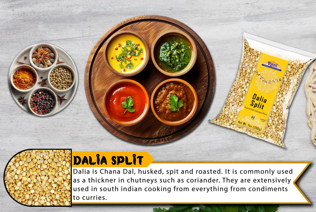 Rani Daliya Split (Roasted Split Chickpeas Dalia) 7oz (200g) ~ All Natural | Vegan | Kosher | Indian Origin