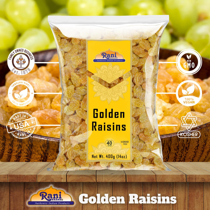 Rani Golden Raisins 14oz (400g) ~ All Natural | Gluten Friendly | NON-GMO | Kosher | Vegan | Indian Origin