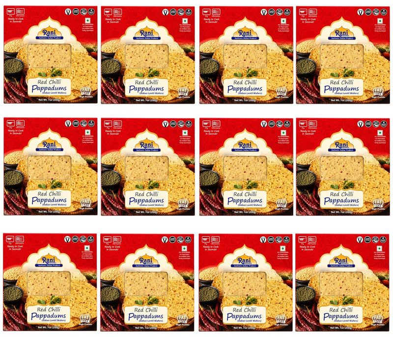Rani Pappadums (Indian Lentil Wafer Snack) Red 7oz