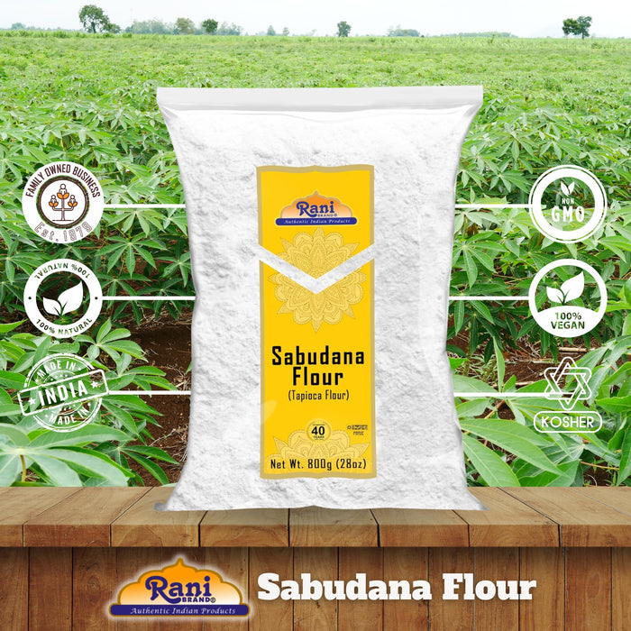 Rani Sabudana Flour (Tapioca/Sago Flour) 28oz (1.75lbs) 800g ~ All Natural | Vegan | Gluten Friendly | NON-GMO | Kosher | Indian Origin