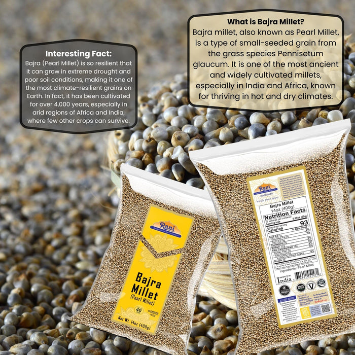 Rani Bajri Millet (Pearl Millet) 14oz (400g) ~ All Natural | Vegan | Gluten Friendly | NON-GMO | Kosher | Indian Origin