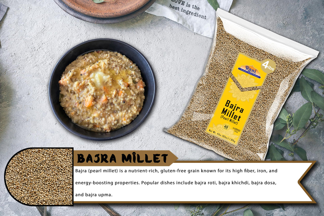 Rani Bajri Millet (Pearl Millet) 64oz (4lbs) 1.81kg Bulk ~ All Natural | Vegan | Gluten Friendly | NON-GMO | Kosher | Indian Origin
