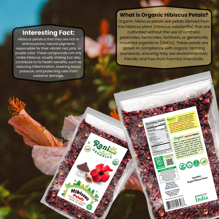 Rani Organic Hibiscus Powder (Hibiscus Rosa-sinensis) 7oz (200g) ~ All Natural | No Color | Gluten Friendly | Vegan | Non-GMO | Kosher | No Salt or fillers | Indian Origin | USDA Organic Certified