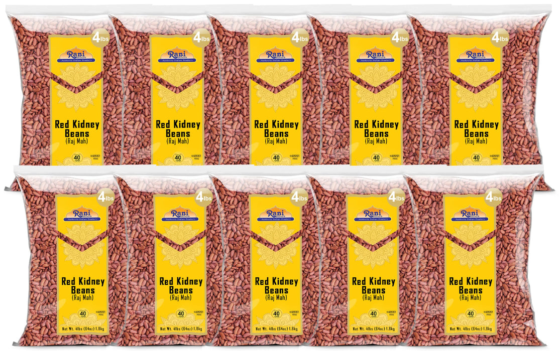 Rani Red Kidney Beans, Light 64oz (4lbs) 1.81kg ~ Pack of 10 ~ 640oz (40lbs) 18.14kg Total ~ All Natural | Vegan | Gluten Friendly | NON-GMO | Kosher | Raj Mah