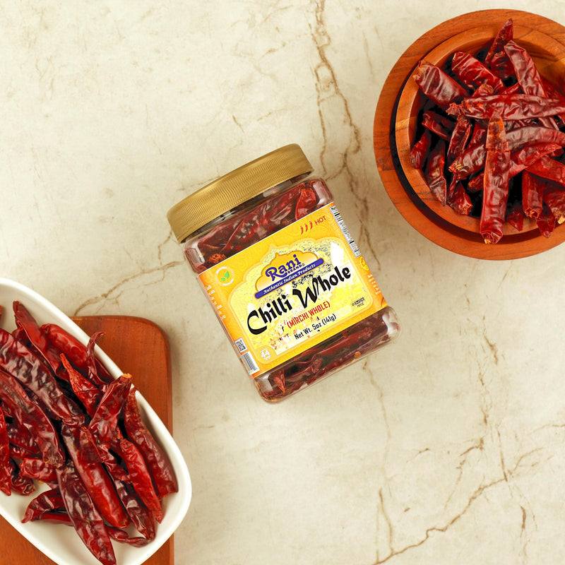 Rani Chilli Whole 5oz (141g) PET Jar ~ All Natural, Salt-Free | Vegan | No Colors | Gluten Friendly | NON-GMO | Kosher | Indian Origin